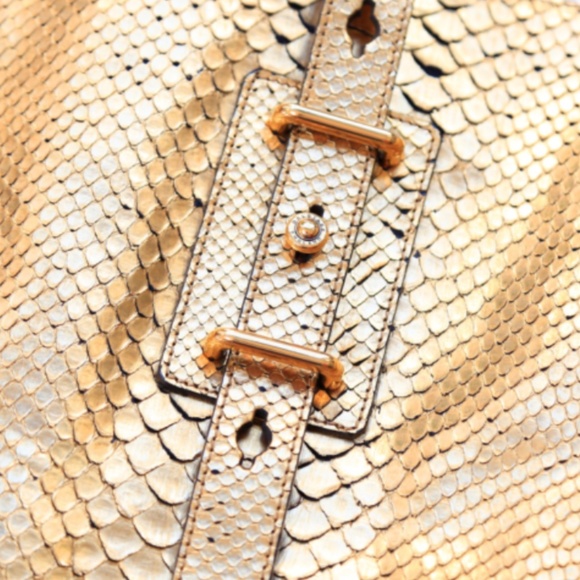 NWT Belstaff Satchel Shoulder Bag Purse Tote Gold - Picture 8 of 12